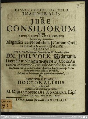 Dissertatio juridica inauguralis: De jure consiliorum
