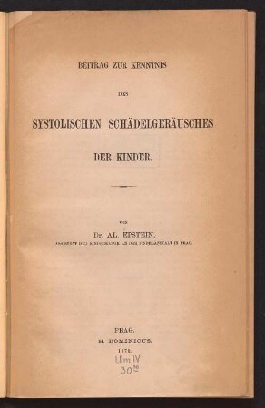 Beitrag zur Kenntnis des systolischen Schädelgeräusches der Kinder