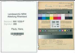 Entnazifizierung Hans Pauly , geb. 18.04.1909 (Ingenieur)
