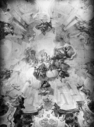 Maria als Himmelskönigin : Maria als Himmelskönigin. Fresko (1748/1750; G. B. Goetz). Birnau (Uhldingen-Mühlhofen), Wallfahrtskirche Sankt Marien, Langhaus