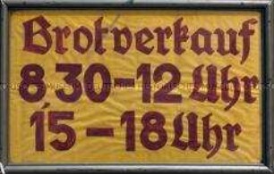 Hinweisschild Brotverkauf
