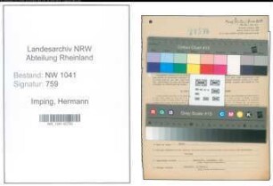 Entnazifizierung Hermann Imping , geb. 15.07.1900 (Metzger)
