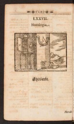 [LXXVII. Horologia . Uhrwerke. - LXXIX. Specularia. Gesichts-Gläser.]