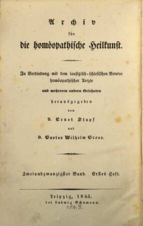Neues Archiv für die homöopathische Heilkunst, 2 = 22. 1845/46