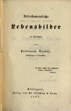 Alttestamentliche Lebensbilder in Predigten