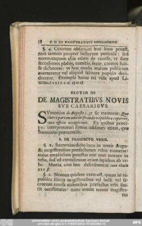 Sectio III De Magistratibus Novis Sub Caesaribus.