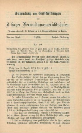 Neunter Band. 1888. Sechste Lieferung. - Nr. 40. - Nr. 50.