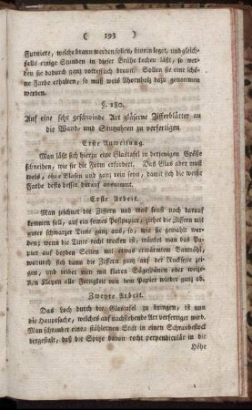 §. 280. Auf eine sehr geschwinde Art gläserne Zifferblätter an die Wand- und Stutzuhren zu verfertigen. - §. 321. Zerbrochene meerschaumene Köpfe augenblicklich so gut zu kitten [...]