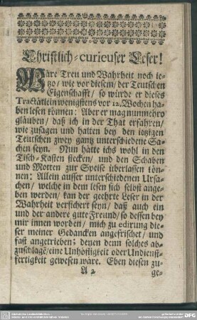 Christlich-curieuser Leser!