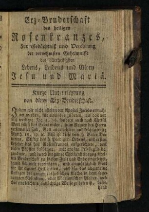 Erz-Bruderschaft des heiligen Rosenkranzes ...