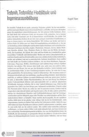 Technik, technische Hochschule und Ingenieurausbildung