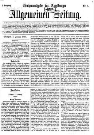 Augsburger allgemeine Zeitung. Wochenausgabe der Augsburger allgemeinen Zeitung. 1868, 1868 = Jg. 2