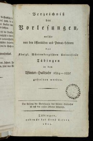 Vorlesungsverzeichnis 1824/25