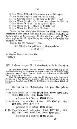 Aufwendung für Unterrichtszwecke in Preußen : [I. Akademien und Universitäten]