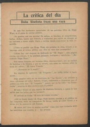 La crítica del día - Doña Sisebuta traza una raya