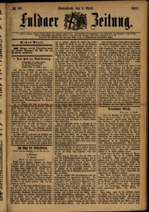 Ausgabe vom Samstag, den 09. April 1887.