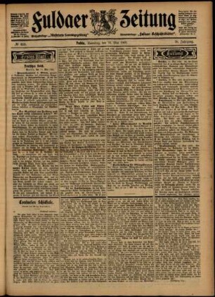 Erste Ausgabe vom Samstag, den 16. Mai 1903.