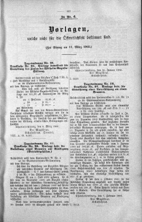 Vorlagen welche nicht für die Oeffentlichkeit bestimmt sind., 11. März 1903