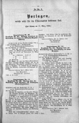 Vorlagen welche nicht für die Oeffentlichkeit bestimmt sind., 11. März 1903