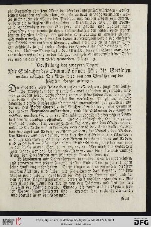 Vorstellung des zweyten Tages
