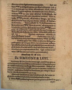 Disputationum theologicorum, in quibus caput XLIX. geneseos enarratur, prima