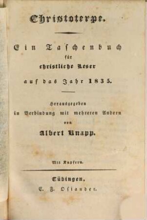 Christoterpe : ein Jahrbuch für d. dt. Haus. 1835
