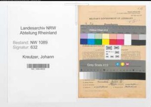 Entnazifizierung Johann Kreutzer , geb. 01.03.1888 (Polizist)