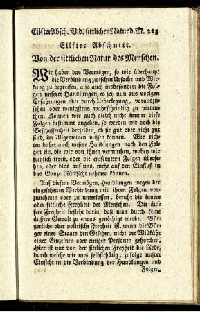 Eilfter Abschnitt. Von der sittlichen Natur des Menschen