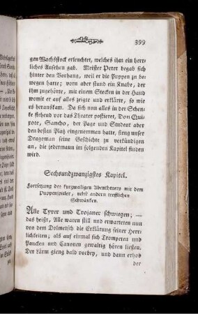 Sechsundzwanzigstes Kapitel. Fortsetzung des kurzweiligen Abentheuers mit dem Puppenspieler, nebst andern trefflichen Schwänken.