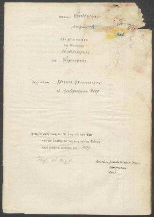 2 Fragebogen und Karte Börtlingen, OA Göppingen