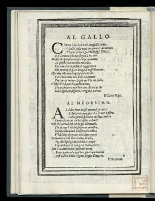 Zwei Widmungsgedichte auf Pietro Gallo