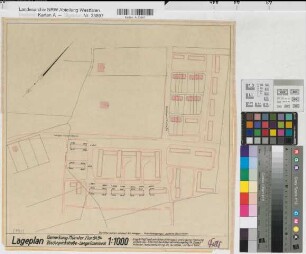 Münster (Münster) Bebauung Bischopinkstraße - Lange Ossenbeck Lageplan 1955 1 : 1000 Zeichnung Wohnungsgesellschaft Münsterland