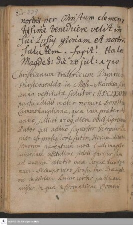 Lebenslauf von Christian Friedrich Papier.