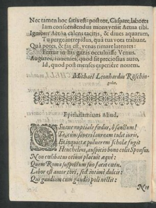 Epithalamium Aliud.