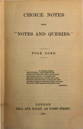 Choice Notes from "Notes and Queries" : Folk lore