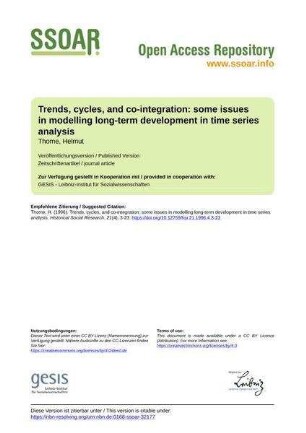 Trends, cycles, and co-integration: some issues in modelling long-term development in time series analysis