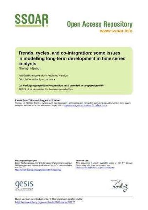 Trends, cycles, and co-integration: some issues in modelling long-term development in time series analysis