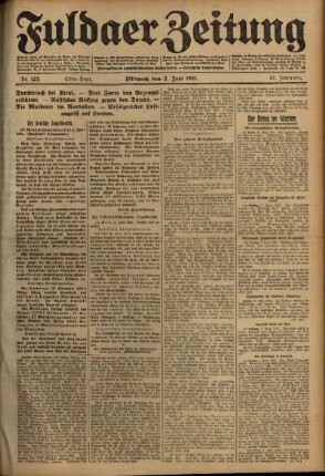 Erste Ausgabe vom Mittwoch, den 02. Juni 1915.
