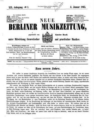 Neue Berliner Musikzeitung. 19. 1865
