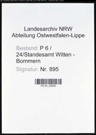Sterberegister Standesamt Witten-Bommern