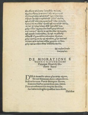 De Migratione E Terris Illustrissimi Principis Mauricii ...