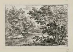 Landschaft mit zwei ruhenden Reisenden, Blatt 1 der Folge "Sechs Landschaften"