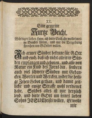 XX. [i.e. XIX.] Eine gemeine Kurtze Beicht