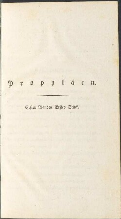 Titelseite (Erster Band. Erstes Stück)