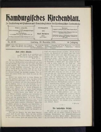 Nr. 48/49. Hamburg, 30. November 1913. 10. Jahrgang.
