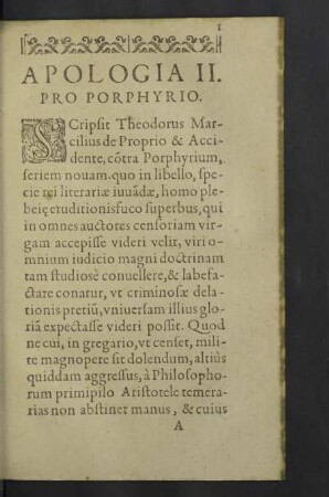 Apologia II. Pro Porphyrio. [Seite 1 - 51]
