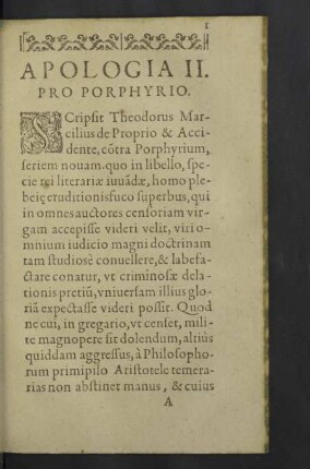 Apologia II. Pro Porphyrio. [Seite 1 - 51]