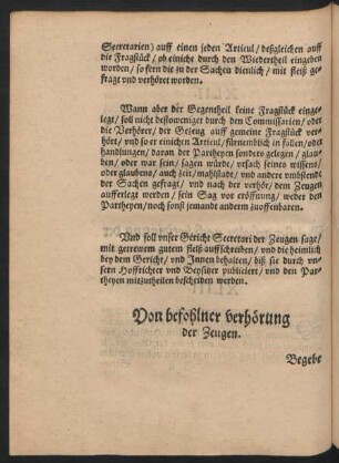 Von befohlner verhörung der Zeugen XLIIII.