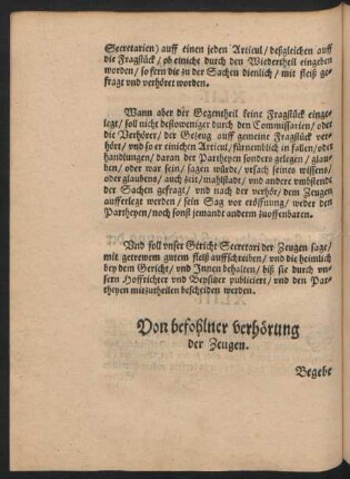 Von befohlner verhörung der Zeugen XLIIII.