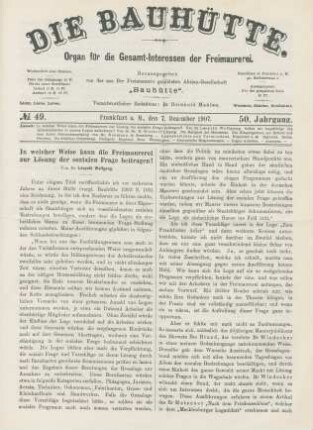 No. 49. Frankfurt a. M., den 7. Dezember 1907. 50. Jahrgang.